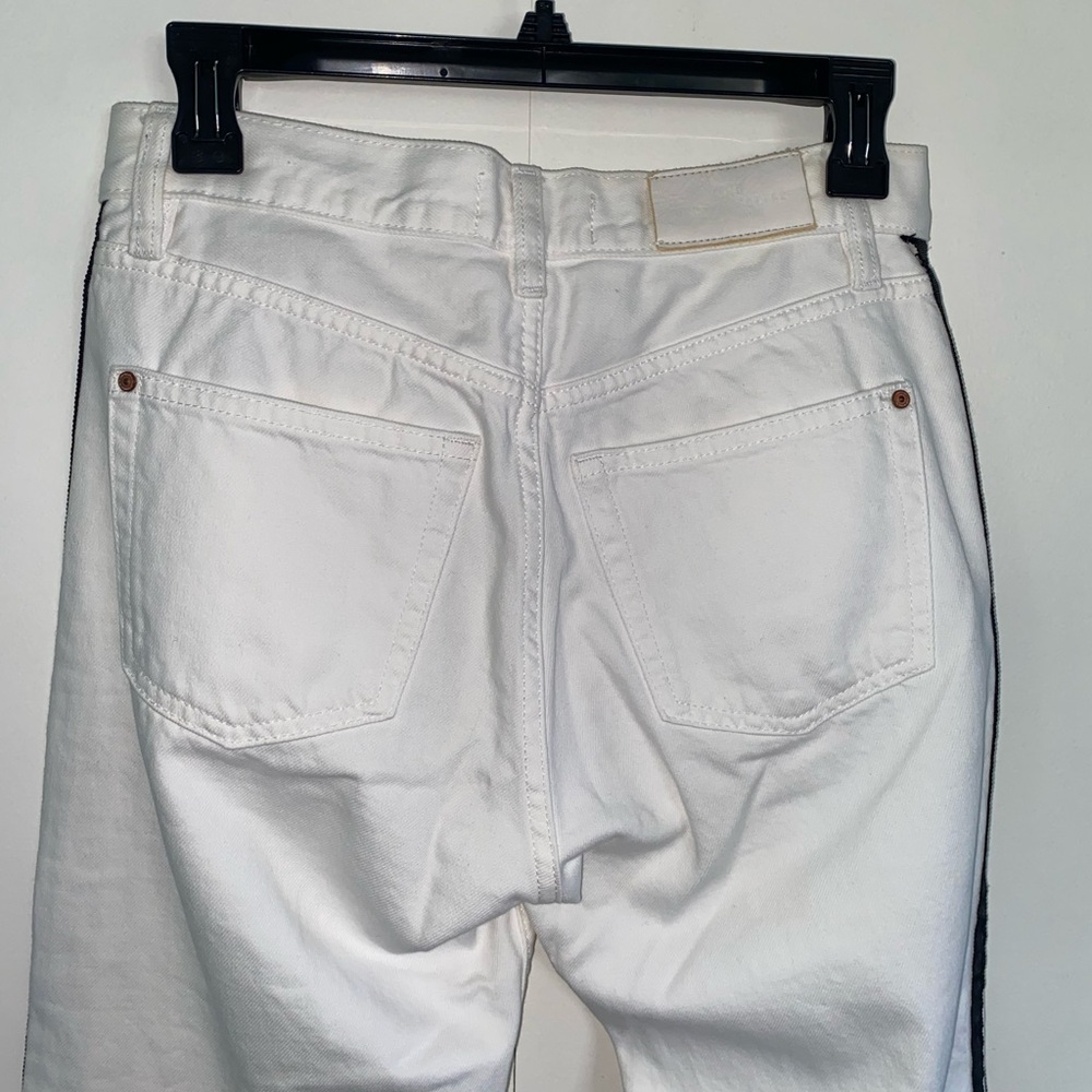 Mango Distressed White Jeans with Black Side Stripes - Picture 10 of 13